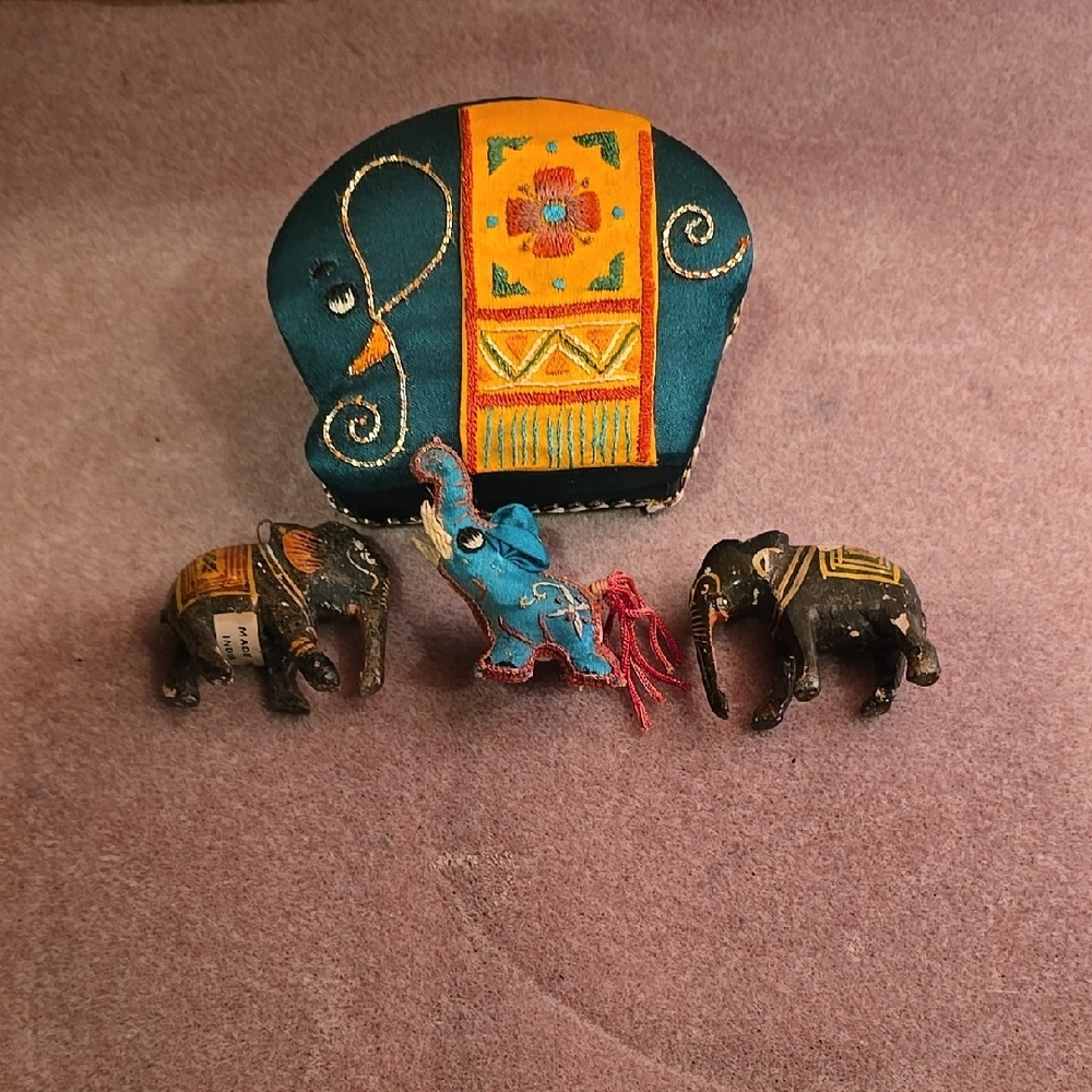 Handcrafted Elephant Trinket Box  Decor Set